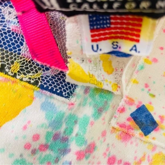 Vintage fresh ideas paint splatter rainbow pastel t shirt w/  bows 90s 22w - Picture 4 of 5